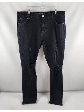 Serenede Jeans Mens 42x32 Black Distressed Skinny Leg Denim